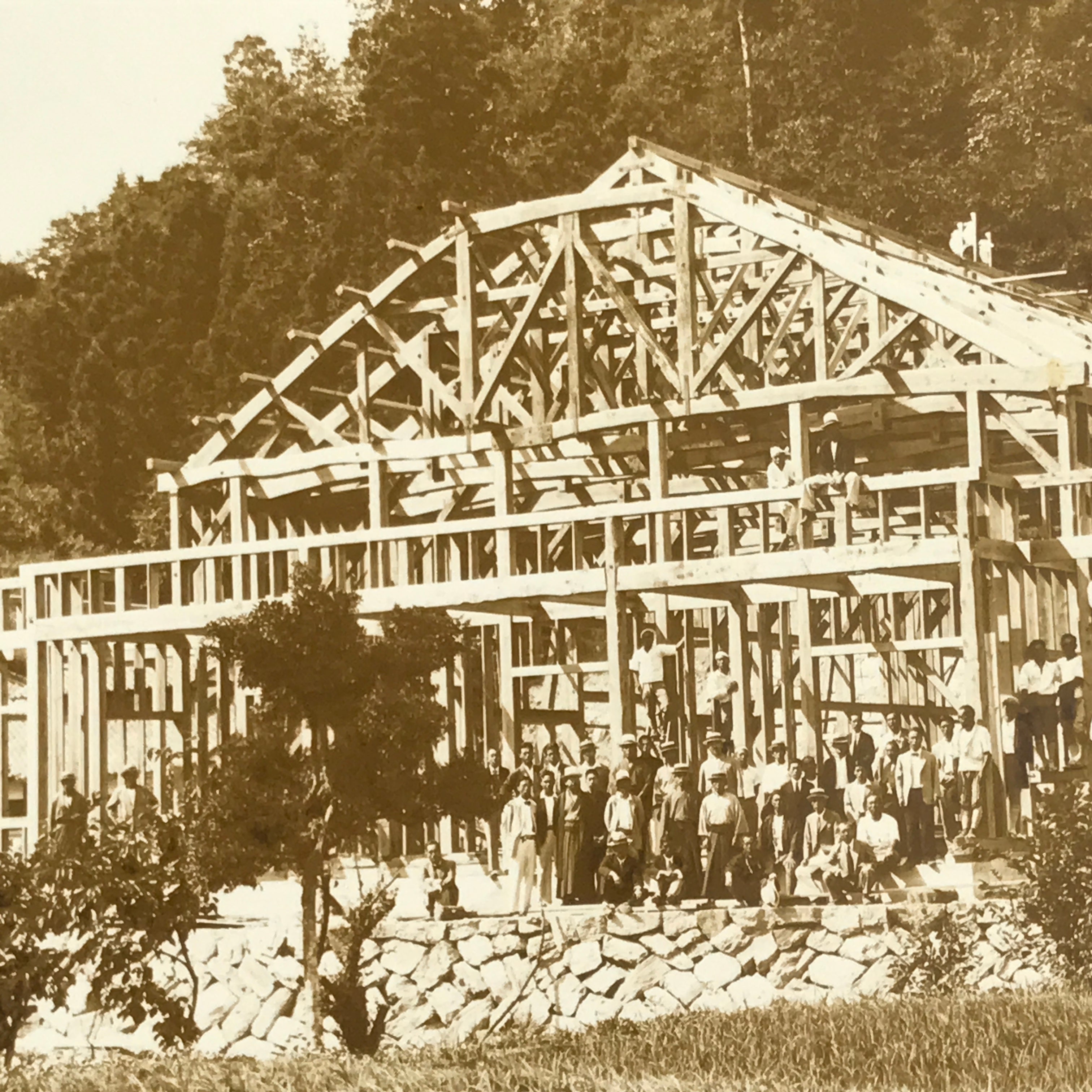 Japanese Showa Wood Frame Home Construction Photograph Vtg Daily Life Sepia PH88