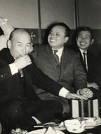Japanese Showa Work Party Enkai Photograph Vtg Businessmen Black White PH176