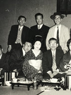 Japanese Showa Work Party Enkai Photograph Vtg Geisha Group Black White PH172