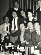 Japanese Showa Work Party Enkai Photograph Vtg Geisha Group Black White PH173