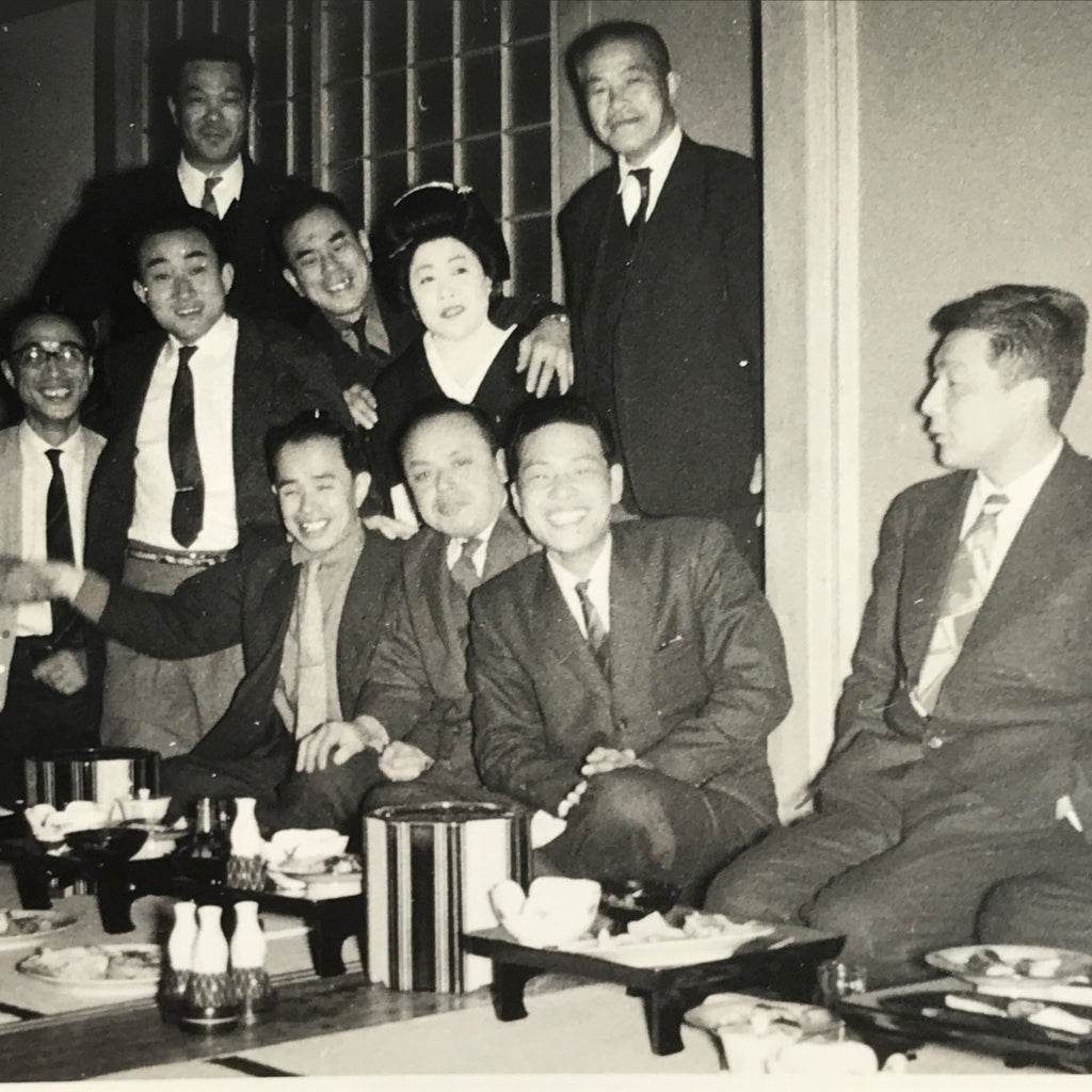 Japanese Showa Work Party Enkai Photograph Vtg Geisha Group Black White PH173