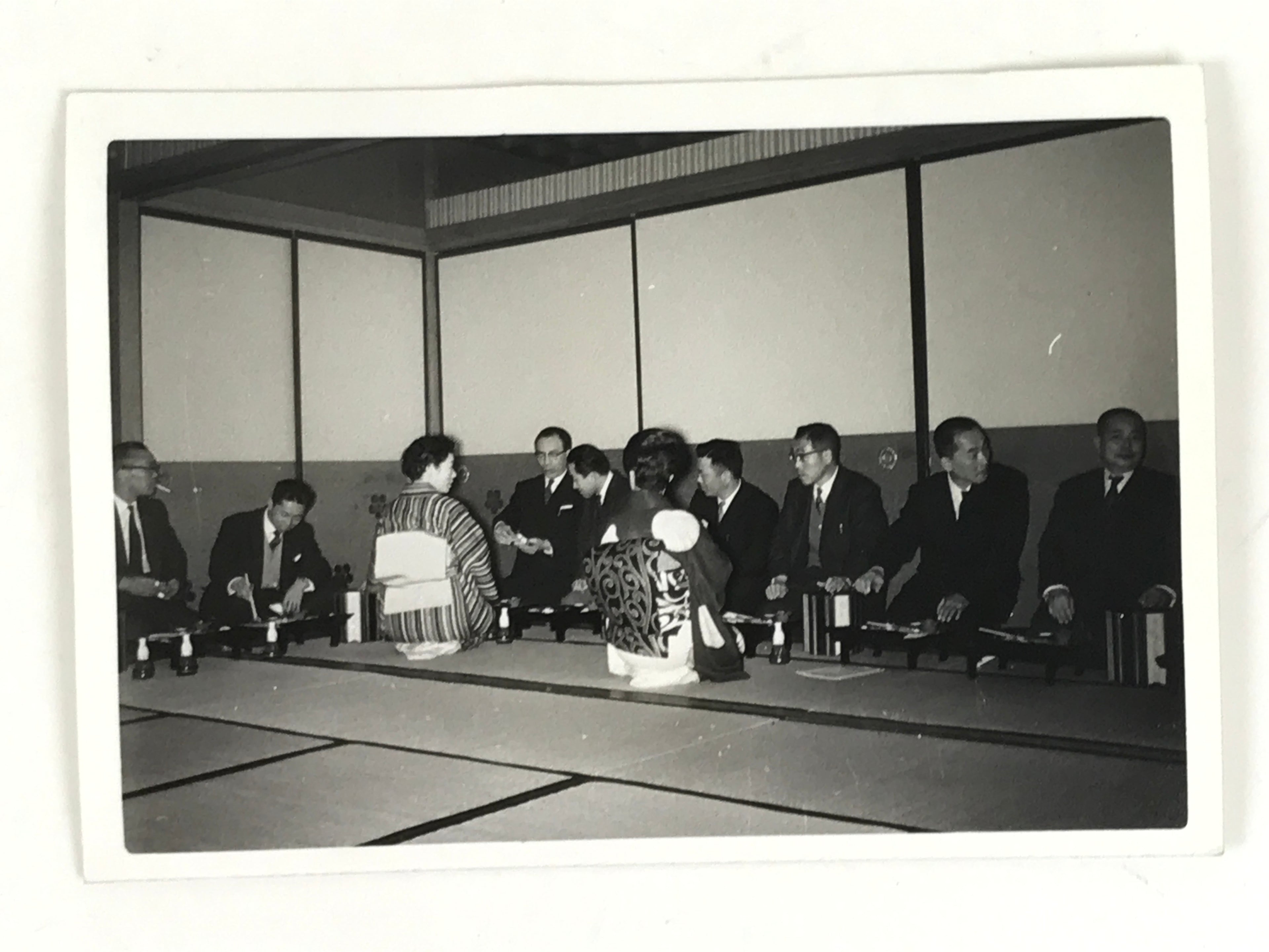 Japanese Showa Work Party Enkai Photograph Vtg Geisha Group Black White PH174