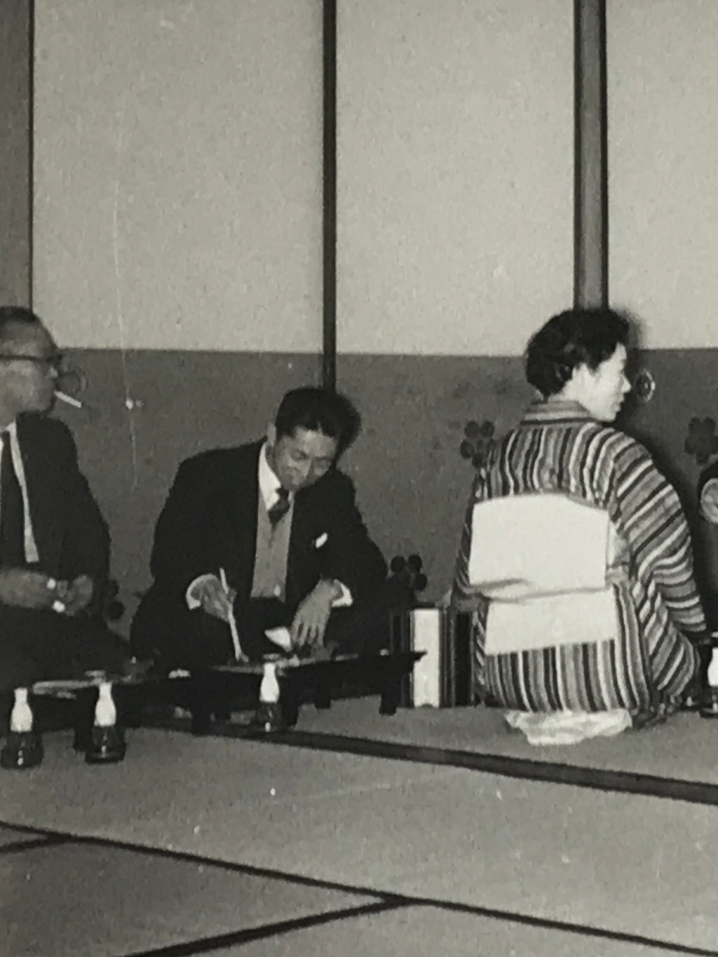 Japanese Showa Work Party Enkai Photograph Vtg Geisha Group Black White PH174