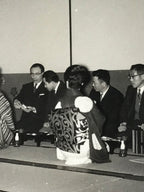 Japanese Showa Work Party Enkai Photograph Vtg Geisha Group Black White PH174