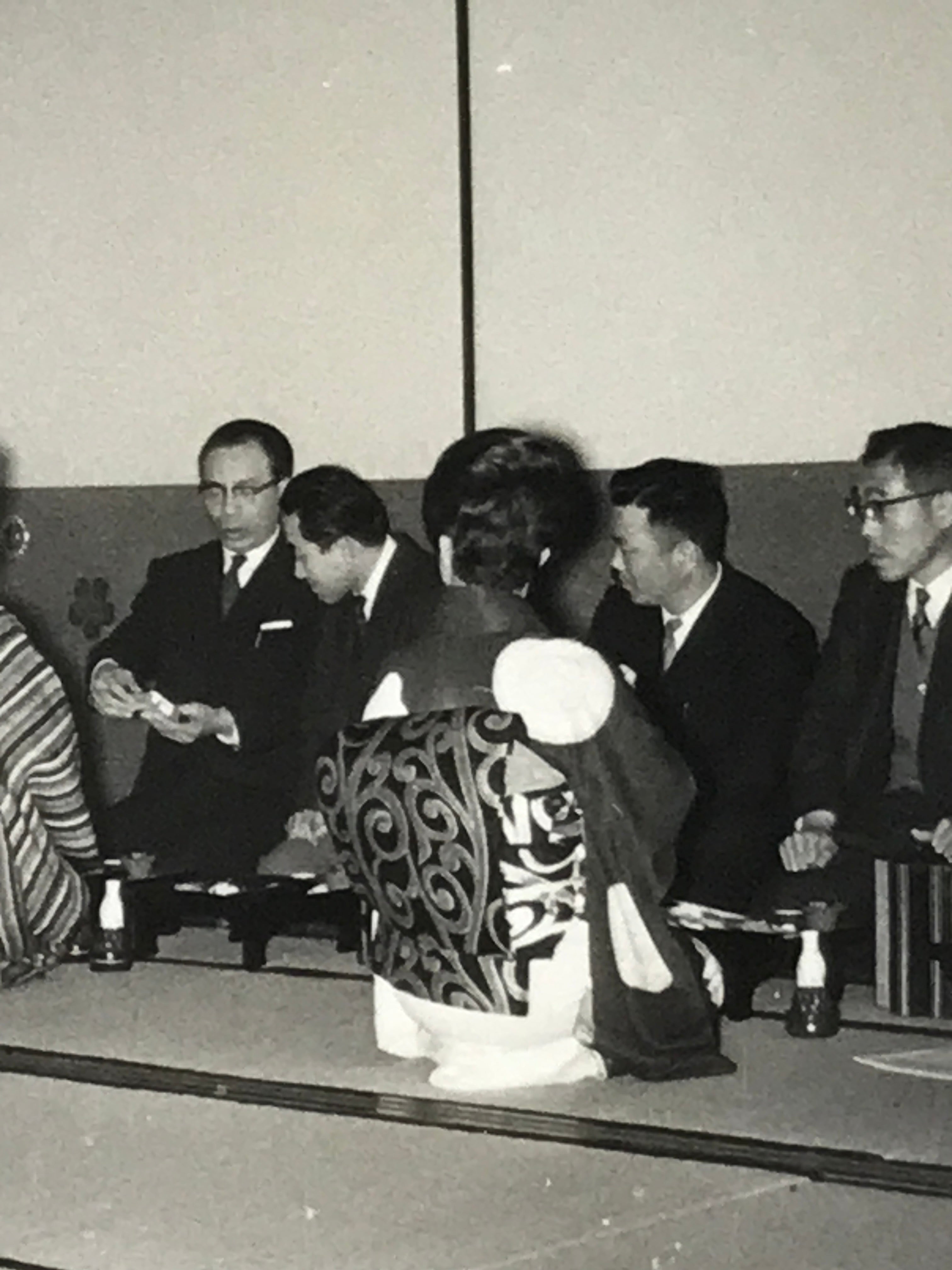 Japanese Showa Work Party Enkai Photograph Vtg Geisha Group Black White PH174