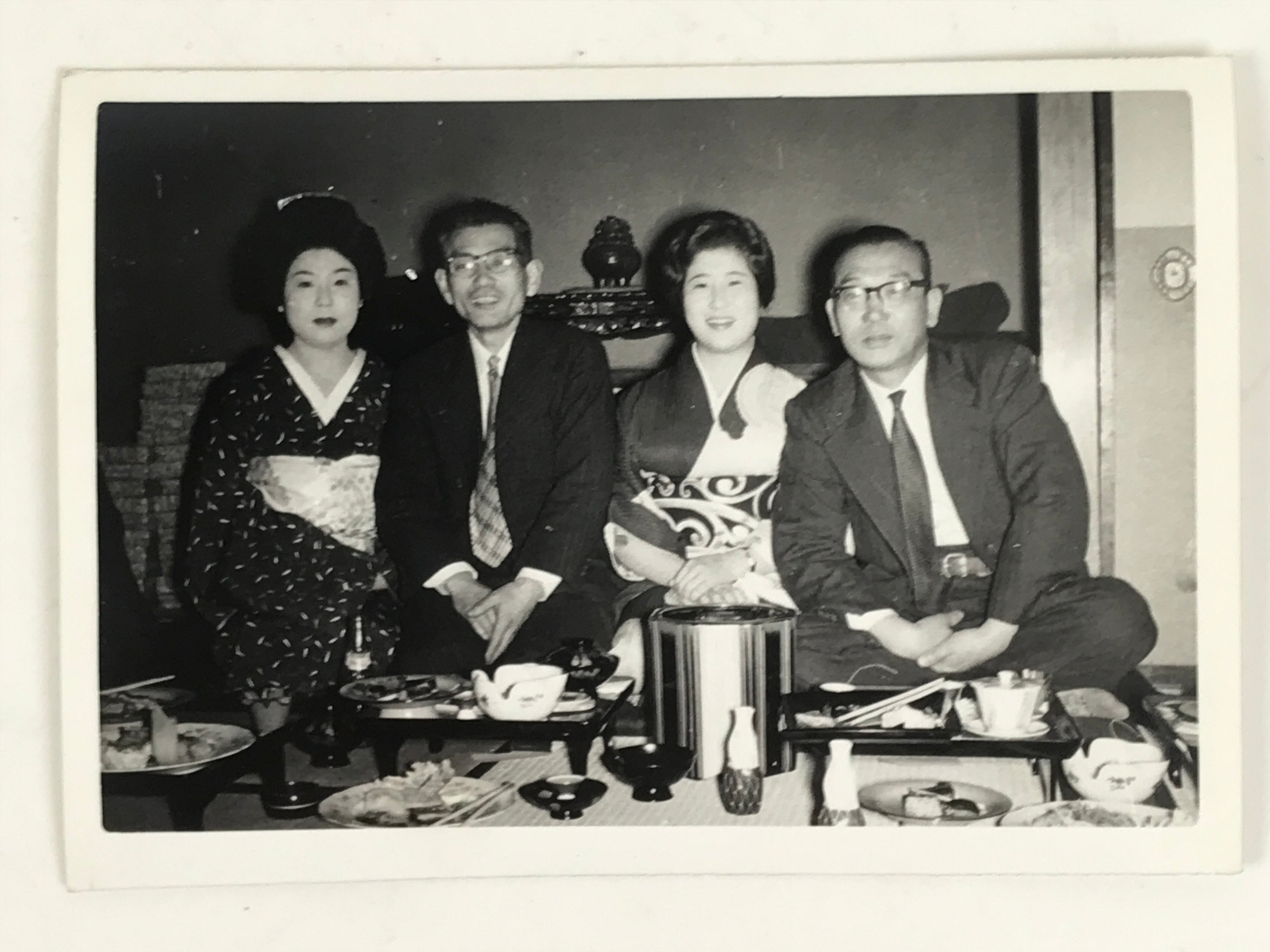 Japanese Showa Work Party Enkai Photograph Vtg Geisha Group Black White PH175