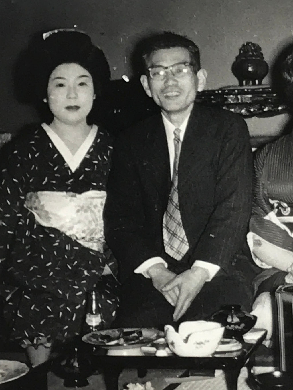 Japanese Showa Work Party Enkai Photograph Vtg Geisha Group Black White PH175