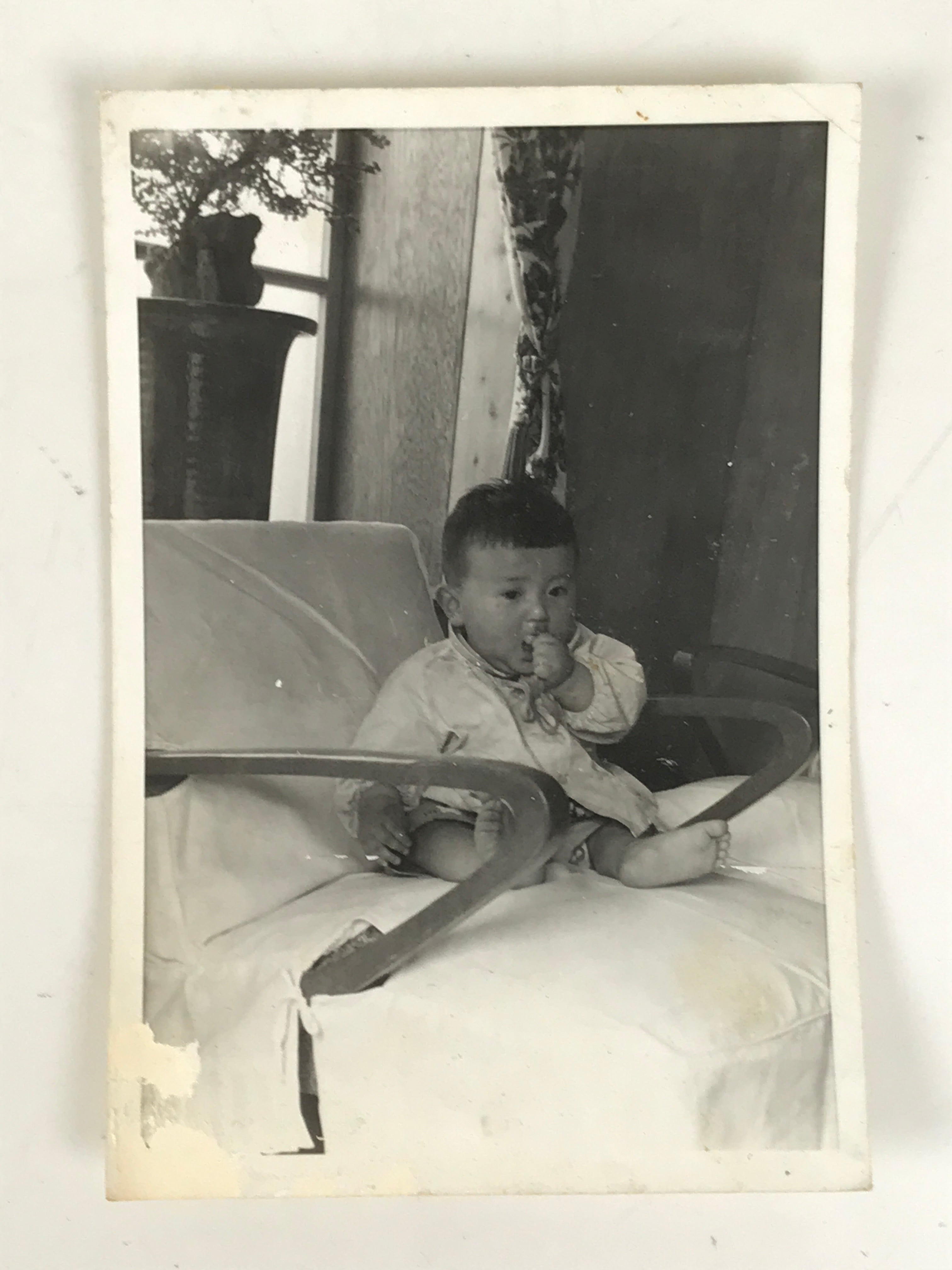 Japanese Showa Young Child Portrait Photograph Boy Daily Life Black White PH199