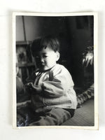 Japanese Showa Young Child Portrait Photograph Boy Daily Life Black White PH247