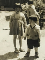 Japanese Showa Young Children Photograph Vtg Outdoors Playtime Black White PH203