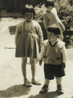 Japanese Showa Young Children Photograph Vtg Outdoors Playtime Black White PH203