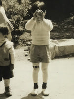 Japanese Showa Young Children Photograph Vtg Outdoors Playtime Black White PH203