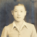 Japanese Showa Young Man Portrait Photograph Vtg Simple Uniform Sepia Tone PH237