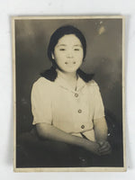 Japanese Showa Young Woman Posed Portrait Photograph Vtg Smile Black White PH271