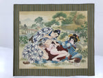 Japanese Shunga Art Vtg Handpainted Silk Garden Outside Summer FL506