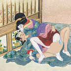 Japanese Shunga Art Vtg Handpainted Silk Kimono Fall Chrysanthemum FL502