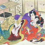 Japanese Shunga Art Vtg Handpainted Silk Kimono Indoor Cranes FL510