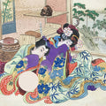 Japanese Shunga Art Vtg Handpainted Silk Kimono Indoor Garden View FL511