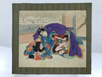 Japanese Shunga Art Vtg Handpainted Silk Kimono River Boat Winter FL501