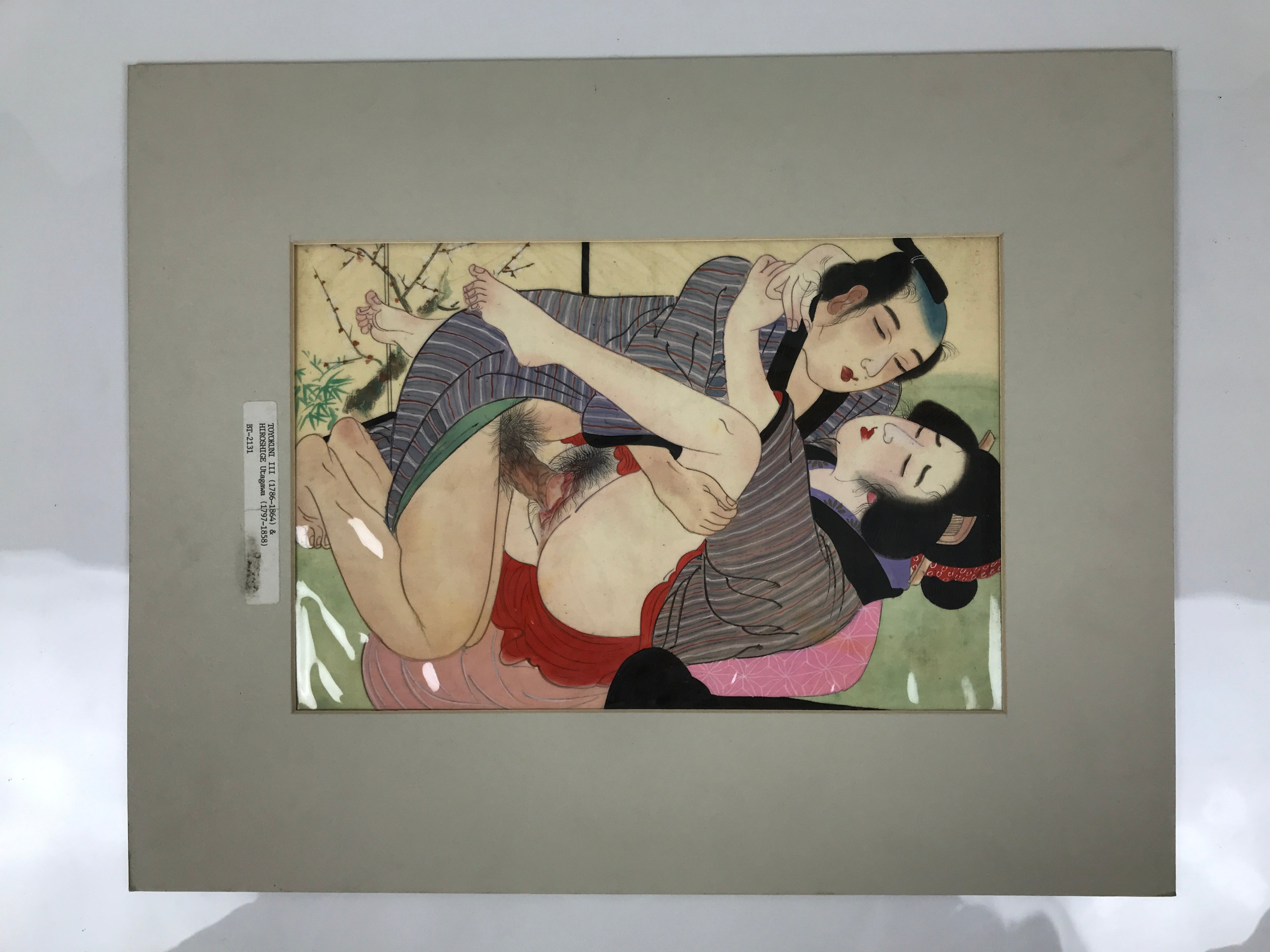 Japanese Shunga Erotic Art Vtg Hand-painted Toyokuni III Hiroshige Utagawa FL497