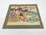 Japanese Shunga Erotic Art Vtg Handpainted Silk Kimono Fall Momiji Indoor FL503