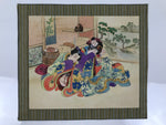 Japanese Shunga Erotic Art Vtg Handpainted Silk Kimono Indoor Garden View FL511