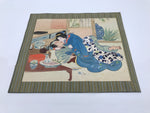 Japanese Shunga Erotic Art Vtg Handpainted Silk Kimono Sashimi Jubako FL505