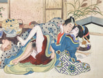 Japanese Shunga Erotic Art Vtg Handpainted Silk Kimono Tea Ceremony FL504