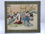 Japanese Shunga Erotic Art Vtg Handpainted Silk Kimono Tea Ceremony FL504