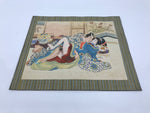 Japanese Shunga Erotic Art Vtg Handpainted Silk Kimono Tea Ceremony FL504