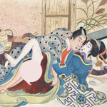 Japanese Shunga Erotic Art Vtg Handpainted Silk Kimono Tea Ceremony FL504