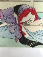 Japanese Shunga Ukiyoe Woodblock Print Reproduction Vtg Erotic Art Kimono FL395