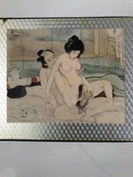Japanese Shunga Ukiyoe Woodblock Print Reproduction Vtg Erotic Art Kimono FL404