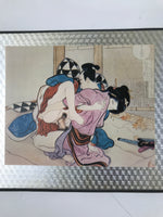 Japanese Shunga Ukiyoe Woodblock Print Reproduction Vtg Erotic Art Kimono FL404