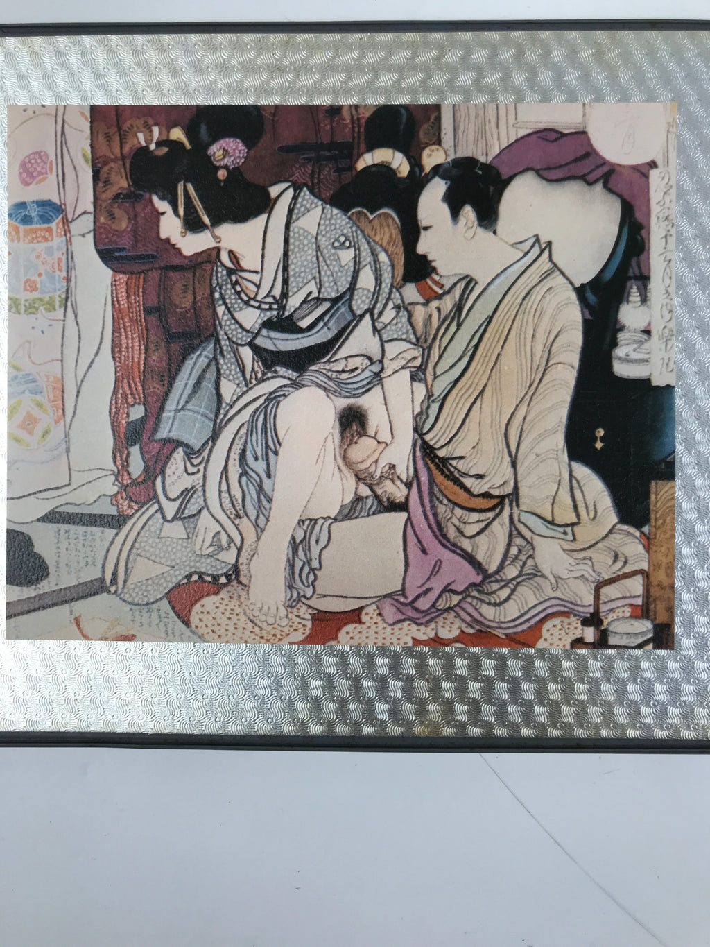 Japanese Shunga Ukiyoe Woodblock Print Reproduction Vtg Erotic Art Kimono FL404
