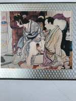 Japanese Shunga Ukiyoe Woodblock Print Reproduction Vtg Erotic Art Kimono FL404