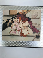 Japanese Shunga Ukiyoe Woodblock Print Reproduction Vtg Erotic Art Kimono FL404