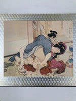Japanese Shunga Ukiyoe Woodblock Print Reproduction Vtg Erotic Art Kimono FL404