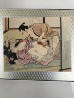 Japanese Shunga Ukiyoe Woodblock Print Reproduction Vtg Erotic Art Kimono FL404