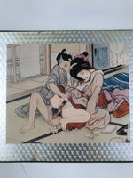 Japanese Shunga Ukiyoe Woodblock Print Reproduction Vtg Erotic Art Kimono FL404