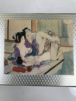 Japanese Shunga Ukiyoe Woodblock Print Reproduction Vtg Erotic Art Kimono FL404