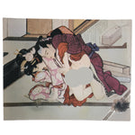 Japanese Shunga Ukiyoe Woodblock Print Reproduction Vtg Erotic Art Kimono FL404