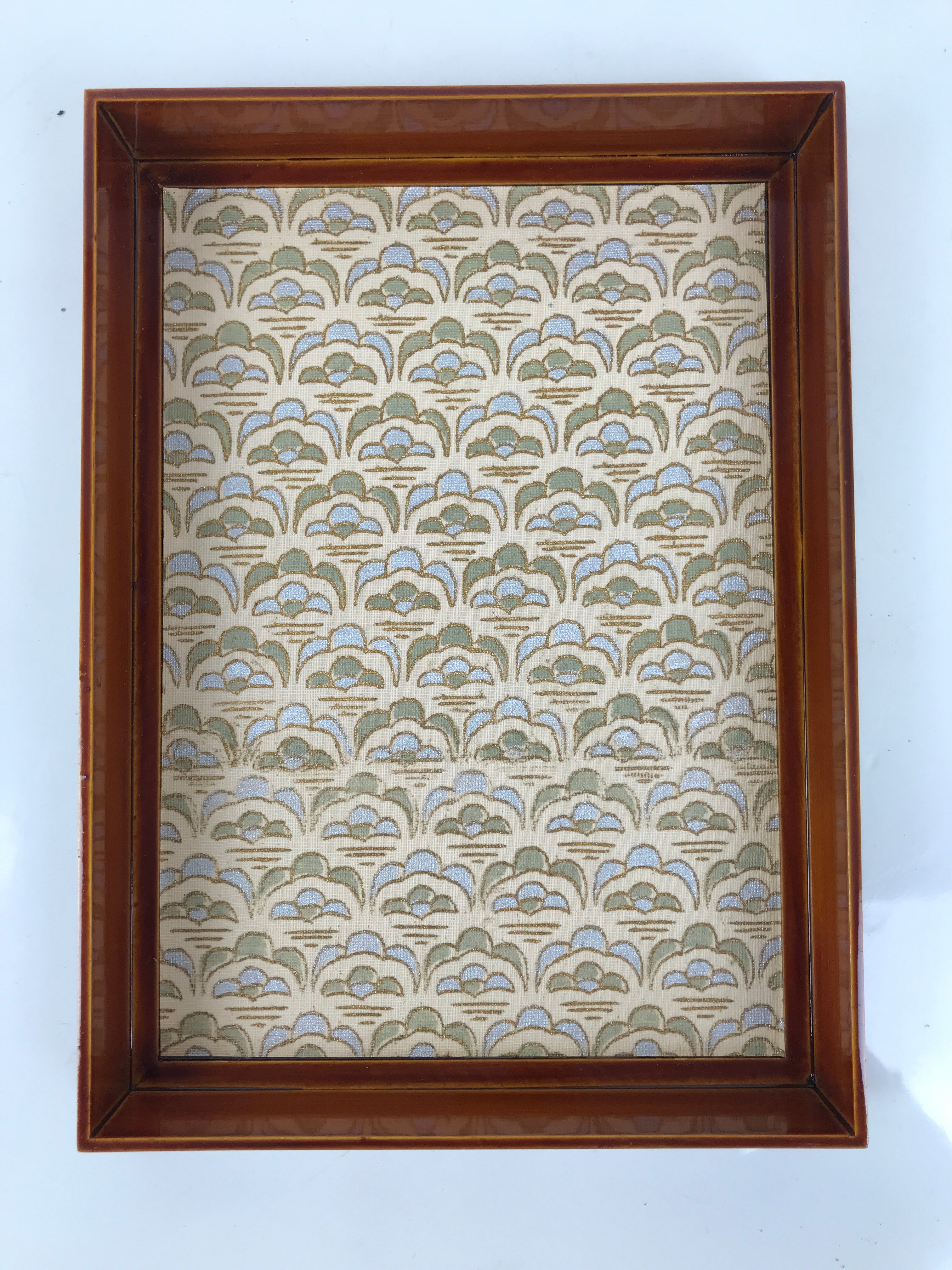 Japanese Shunkei Nuri Lacquered Wooden Open Fumibako Letter Box Fabric LWB171