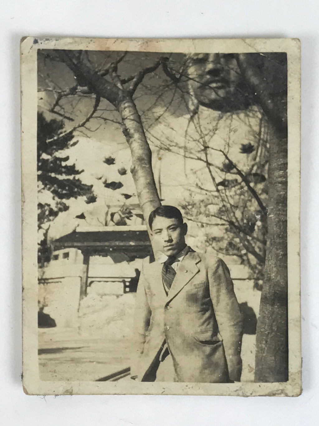 Japanese Shuurakuen Park Giant Buddha Photograph Vtg Aichi Daibutsu Sepia PH278