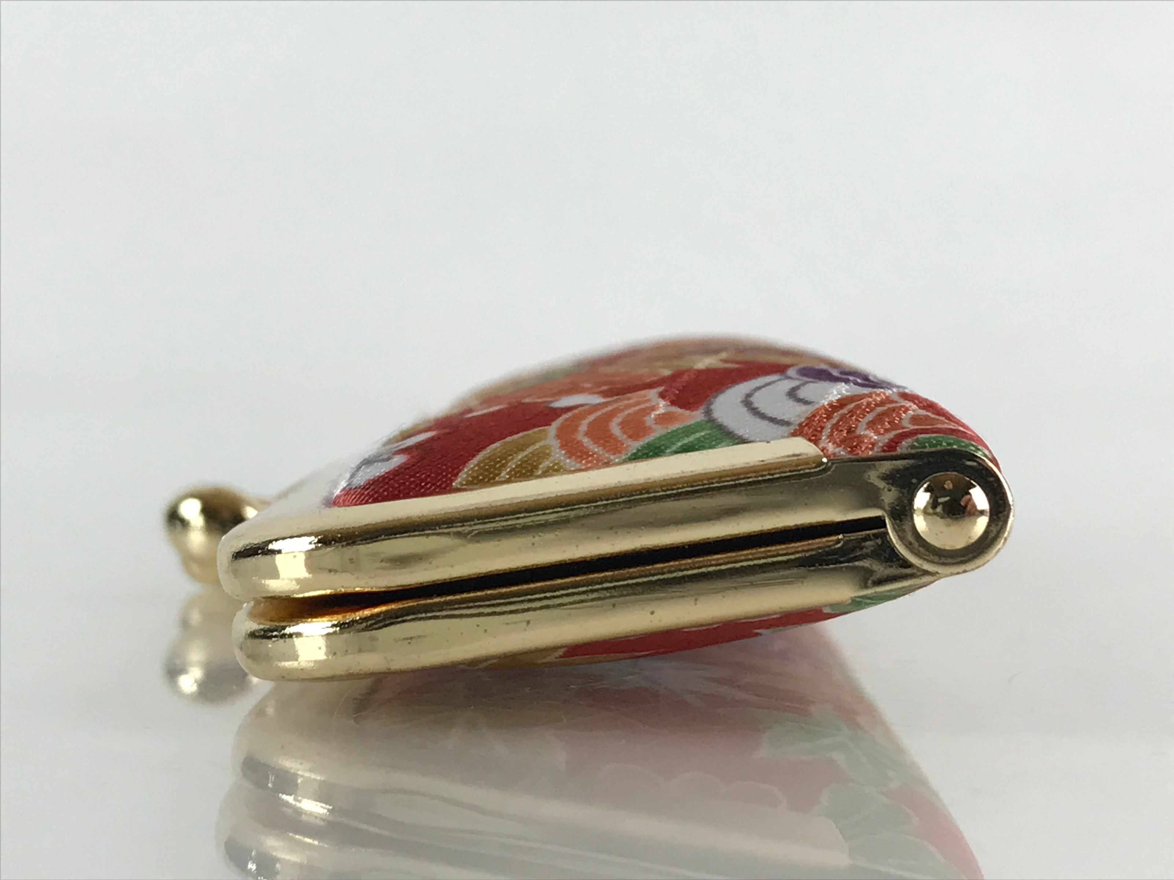 Japanese Signature Hanko Stamp Case Red Ink Kimono Fabric Flower Clasp JK553