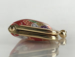 Japanese Signature Hanko Stamp Case Red Ink Kimono Fabric Flower Clasp JK553