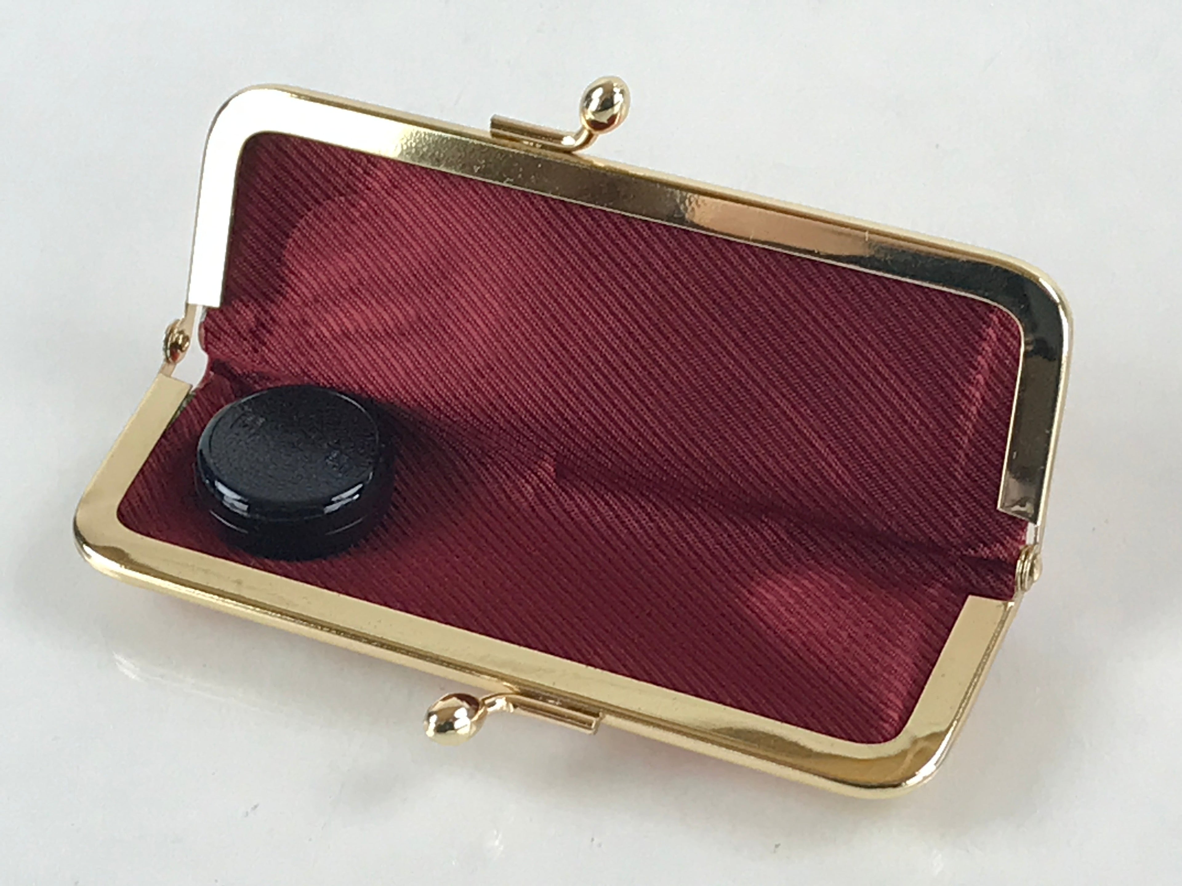 Japanese Signature Hanko Stamp Case Red Ink Kimono Fabric Flower Clasp JK553