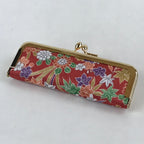 Japanese Signature Hanko Stamp Case Red Ink Kimono Fabric Flower Clasp JK553