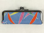 Japanese Signature Stamp Case With Red Ink Kimono Fabric Light Blue Clasp JK551