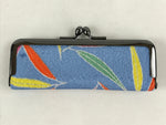 Japanese Signature Stamp Case With Red Ink Kimono Fabric Light Blue Clasp JK551